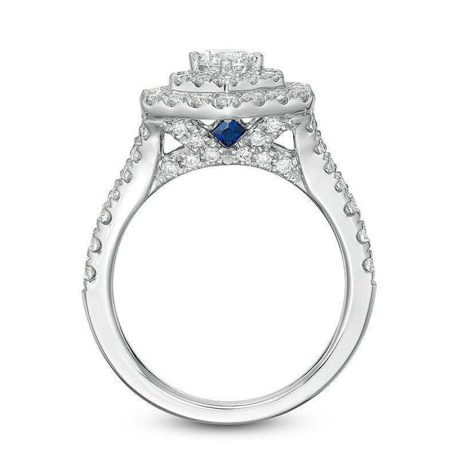 Zales Vera Wang Love Collection 1-5/8 Ct. T.W. Diamond Hexagon Double Frame Engagement Ring In 14K White Gold Rings