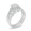 Zales 1/3 Ct. T.W. Diamond Frame Vine-Shank Vintage-Style Interlocking Bridal Set In 10K White Gold Rings