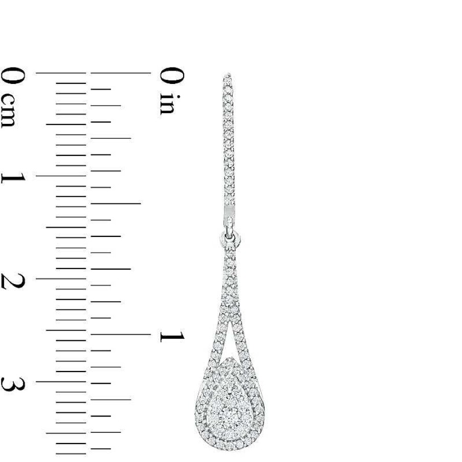 Zales 1/2 Ct. T.W. Pear-Shaped Multi-Diamond Teardrop-Shaped Frame Drop Frame Earrings In 10K White Gold Earrings