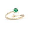 Zales 4.0Mm Emerald And Polished Heart Open Wrap Ring In 10K Gold Rings