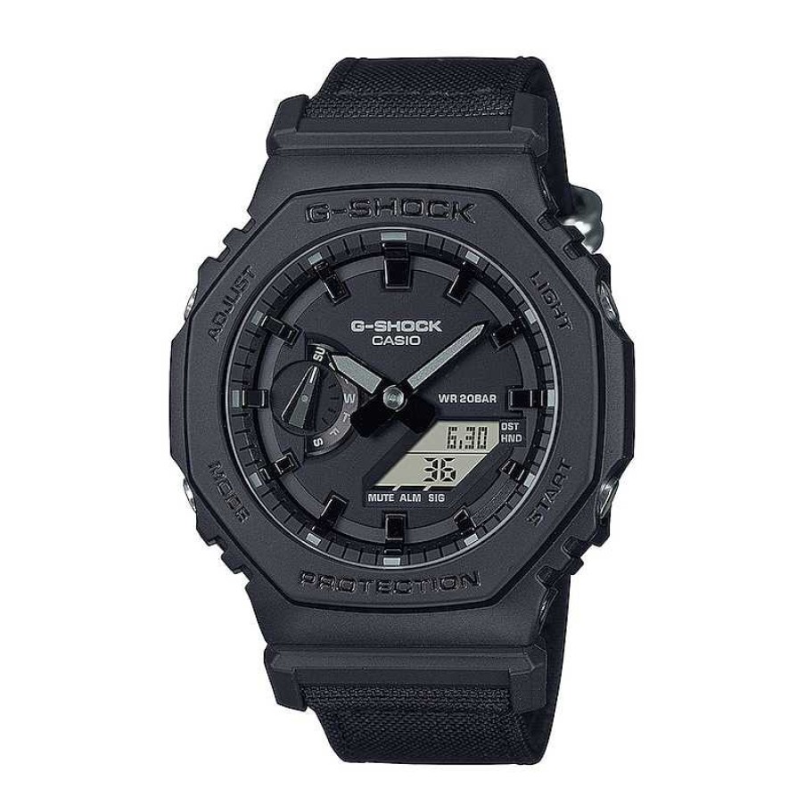 Casio Men'S Casio G-Shock Analog/Digital Display Watch With Black Cordura® Nylon Band (Model Ga2100Bce-1A) Watches