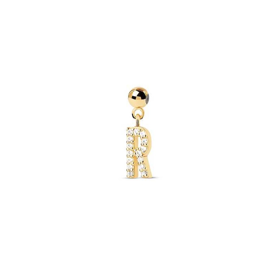 Zales Pdpaola At Zales Cubic Zirconia Letter "R" Initial Bead Charm In Sterling Silver With 18K Gold Plate Necklaces