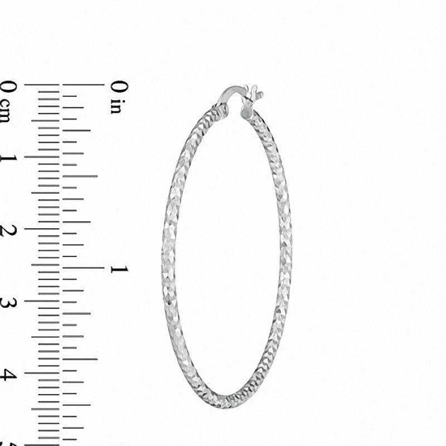 Zales 2.0 X 43.0Mm Sterling Silver Diamond-Cut Hoop Earrings Earrings