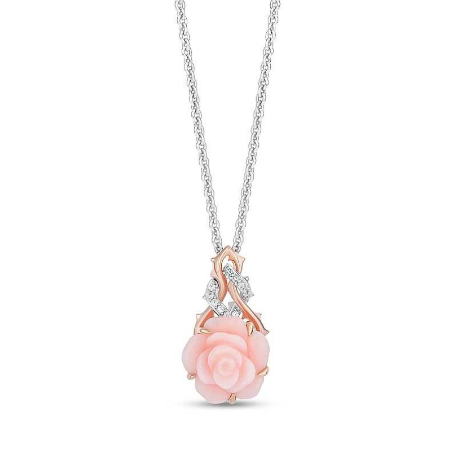 Zales Collector'S Edition Enchanted Disney Sleeping Beauty 65Th Anniversary Flower Pendant In Sterling Silver And Rose Gold Necklaces