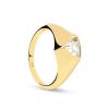 Zales Pdpaola At Zales 6.0Mm Trillion-Cut Cubic Zirconia Signet Ring In Sterling Silver With 18K Gold Plate Rings