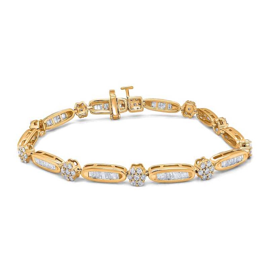 Zales 2 Ct. T.W. Multi-Diamond Alternating Line Bracelet In 10K Gold Bracelets