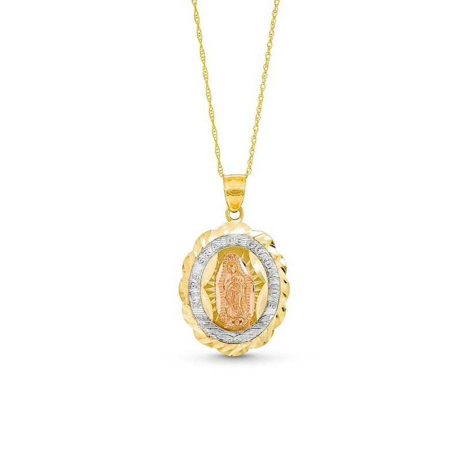 Zales Oval Diamond-Cut Our Lady Of Guadalupe Pendant In 10K Gold Necklaces