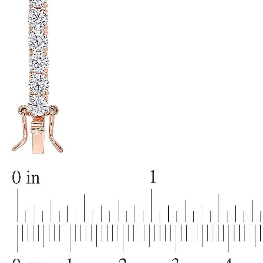 Zales 4.0Mm Lab-Created White Sapphire Tennis Bracelet In Sterling Silver With Rose Rhodium - 7.25" Bracelets