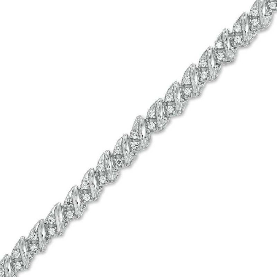 Zales 1/2 Ct. T.W. Diamond Wrap Link Bracelet In 10K White Gold Bracelets