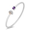 Zales Enchanted Disney Ariel Oval Amethyst And 1/10 Ct. T.W. Diamond Open Bangle In Sterling Silver And 10K Rose Gold Bracelets