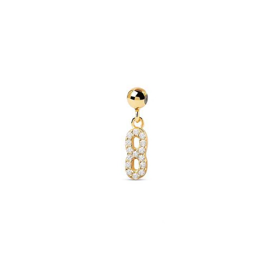 Zales Pdpaola At Zales Cubic Zirconia Number "8" Bead Charm In Sterling Silver With 18K Gold Plate Necklaces