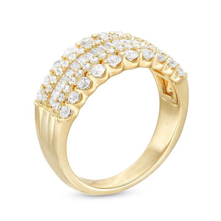 Zales 1 Ct. T.W. Certified Baguette And Round Diamond Multi-Row Anniversary Band In 14K Gold (I/Si2) Rings