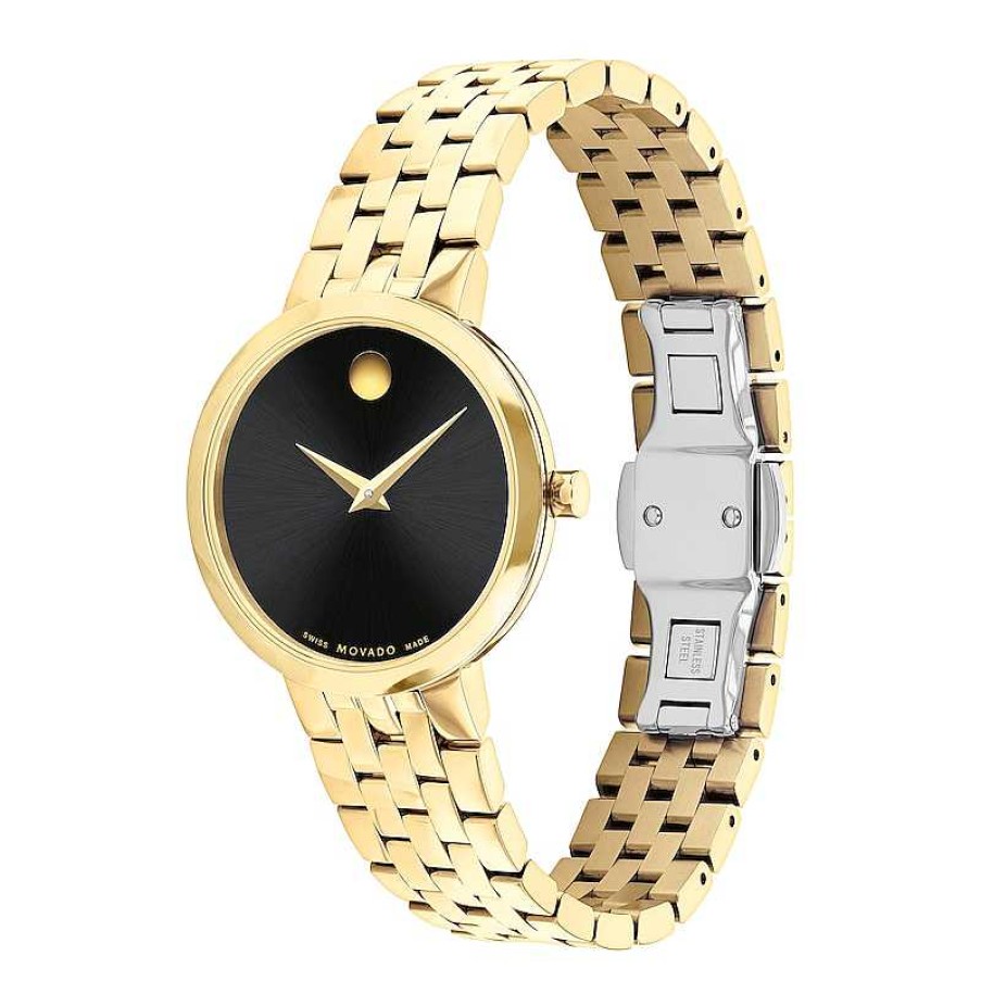 Movado Ladies' Movado Museum® Classic Gold-Tone Pvd Watch With Black Dial (Model: 0607847) Watches