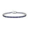 Zales 4.0Mm Heart-Shaped Blue Lab-Created Sapphire Tennis Bracelet In Sterling Silver - 7.5" Bracelets