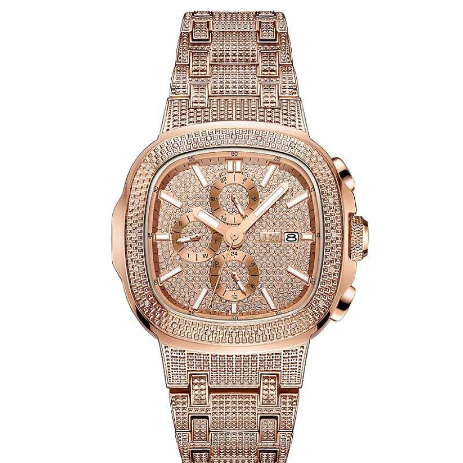 JBW Men'S Jbw Heist 1/5 Ct. T.W. Diamond Chronograph 18K Rose Gold Plate Watch With Square Dial (Model: J6380C) Watches