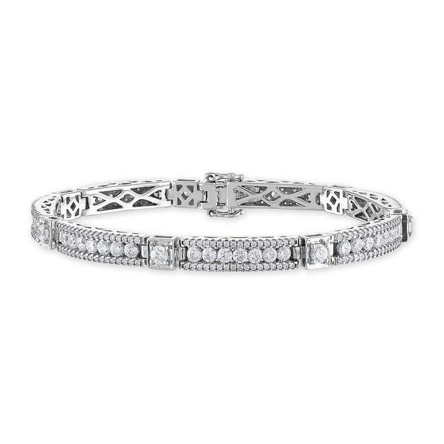 Zales 5 Ct. T.W. Diamond Edge Alternating Link Bracelet In 10K White Gold Bracelets