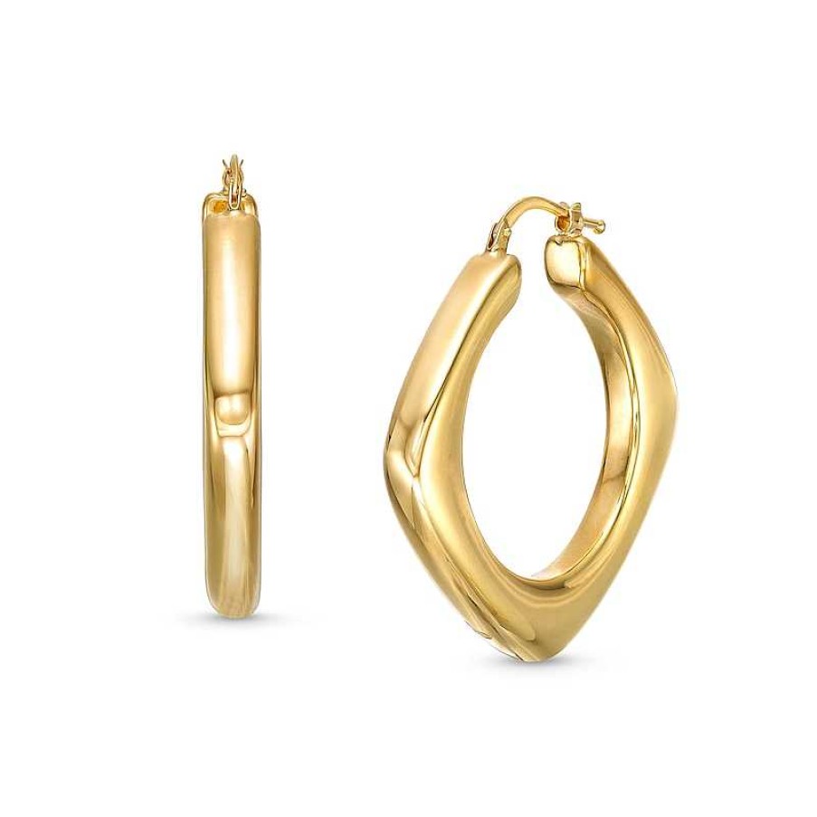 Zales 35.6Mm Sculpted Hollow 14K Gold Hoop Earrings Earrings