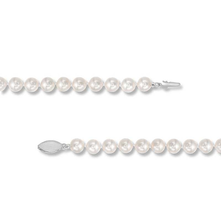 Zales 6.5-7.0Mm Cultured Akoya Pearl Strand Necklace With 14K White Gold Fish-Hook Clasp Necklaces