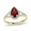 Zales Pear-Shaped Garnet And Lab-Created White Sapphire Frame Ring In Sterling Silver With 18K Gold Plate Rings