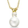 Zales 7.5 - 8.0Mm Cultured Freshwater Pearl And White Topaz Pendant In 10K Gold Necklaces