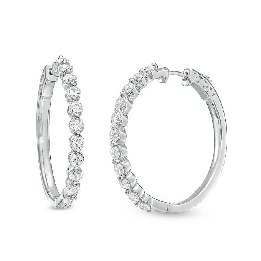 Zales 3 Ct. T.W. Certified Lab-Created Diamond Hoop Earrings In 14K White Gold (F/Si2) Earrings