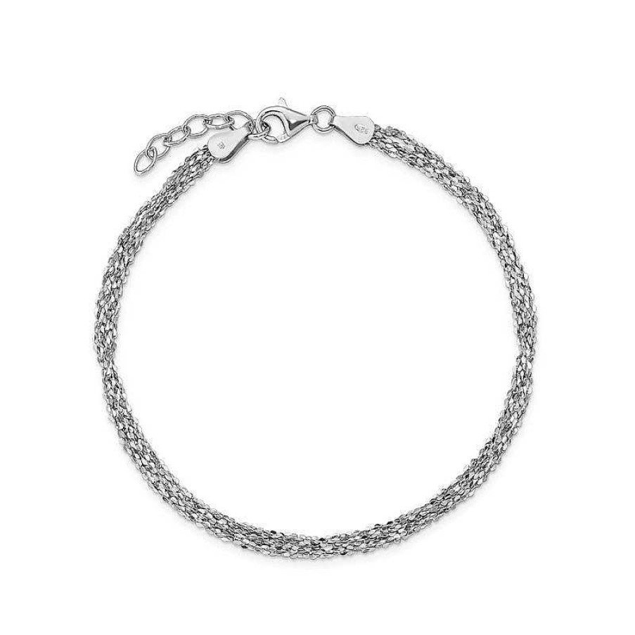 Zales Textured Three Strand Anklet In Sterling Silver - 11" Bracelets