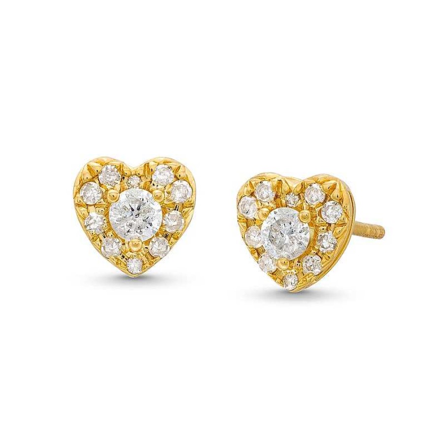 Zales 1/4 Ct. T.W. Diamond Heart Frame Stud Earrings In 10K Gold Earrings