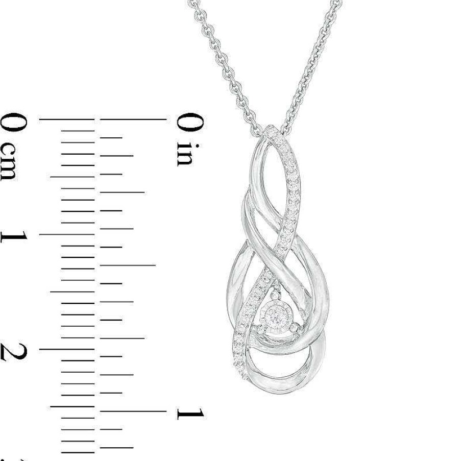 Zales 1/10 Ct. T.W. Diamond Twist Flame Pendant In Sterling Silver Necklaces