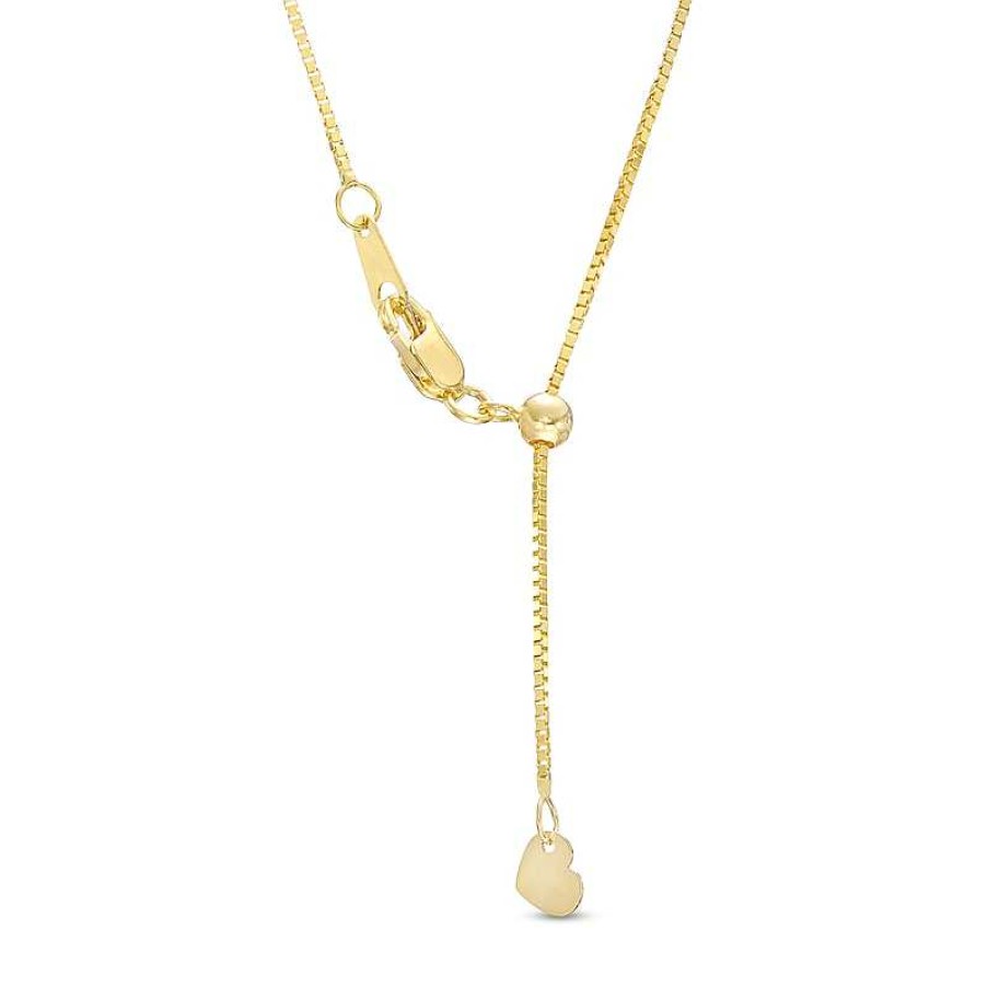 Zales Made In Italy Men'S 0.8Mm Adjustable Box Chain Necklace In 14K Gold - 22" Necklaces