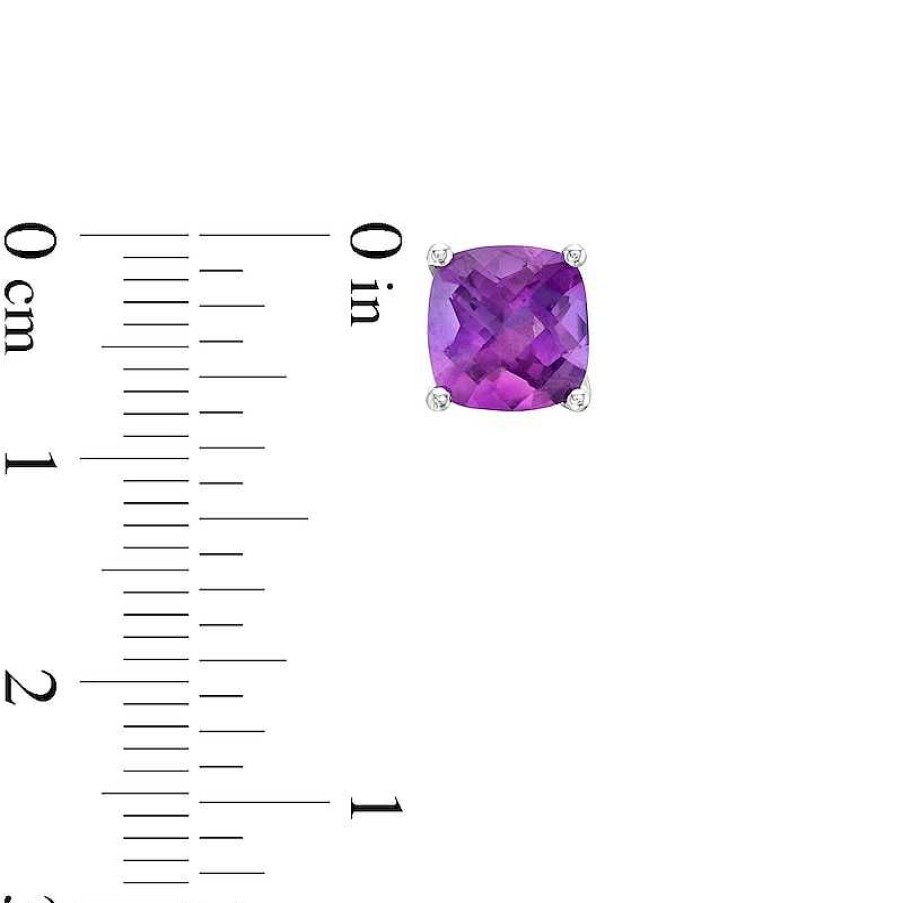 Zales 7.0Mm Faceted Cushion-Cut Amethyst Stud Earrings In Sterling Silver Earrings