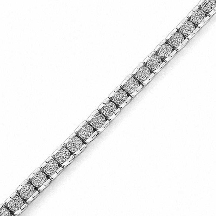 Zales 1 Ct. T.W. Diamond Cluster Tennis Bracelet In Sterling Silver (H-I/I2-I3) Bracelets