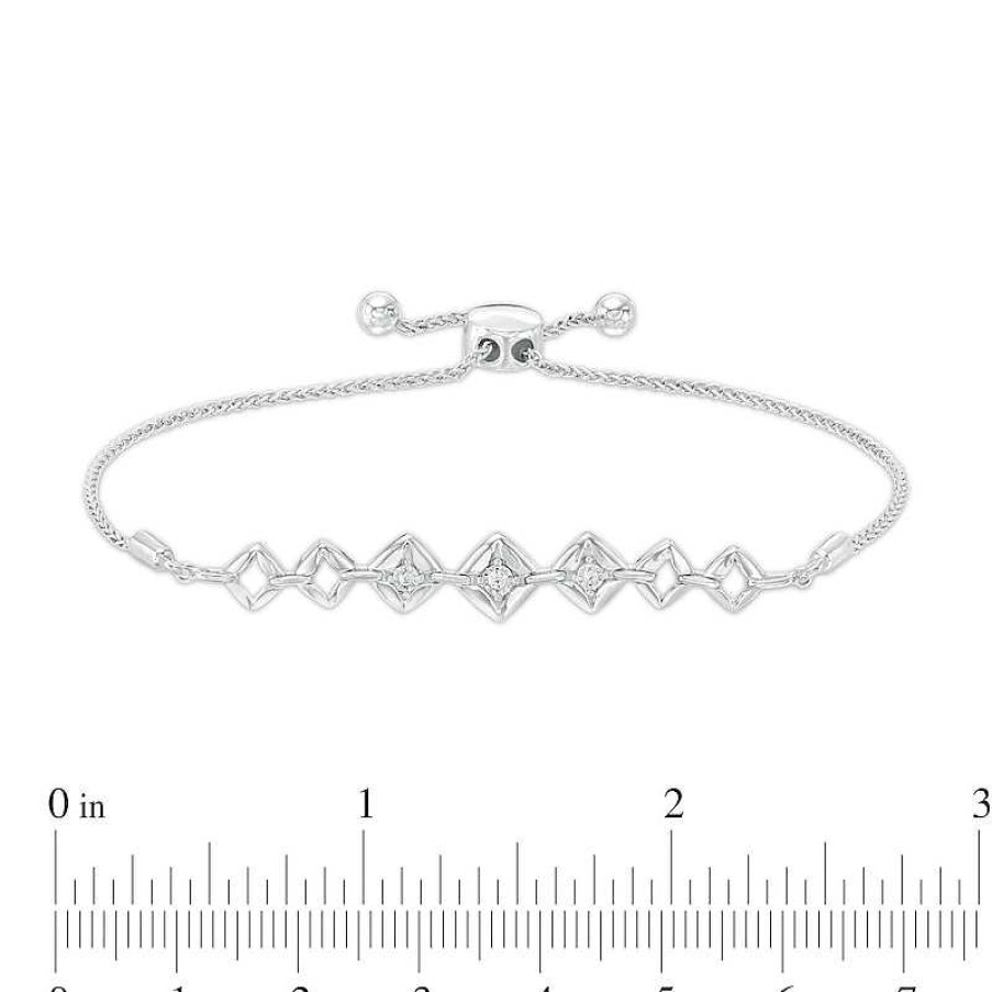 Zales Diamond Accent Journey Square Frame Bracelet In Sterling Silver - 9.5" Bracelets