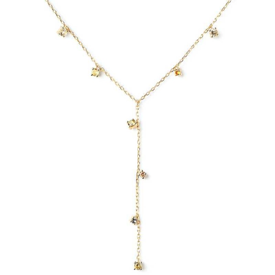 Zales Pdpaola At Zales Multi-Color Cubic Zirconia Dangle Station "Y" Necklace In Sterling Silver With 18K Gold Plate Necklaces