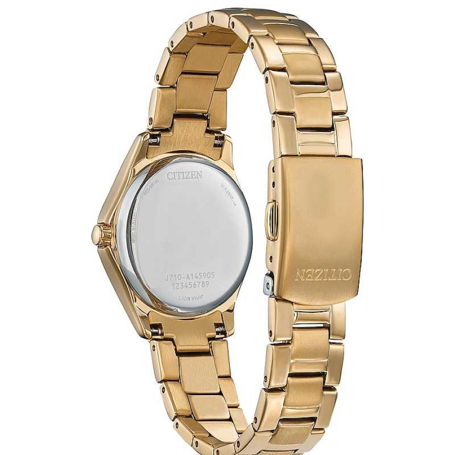 Citizen Ladies' Citizen Eco-Drive® Crystal Accent Gold-Tone Ip Watch With Champagne Dial (Model: Fe1147-79P) Watches