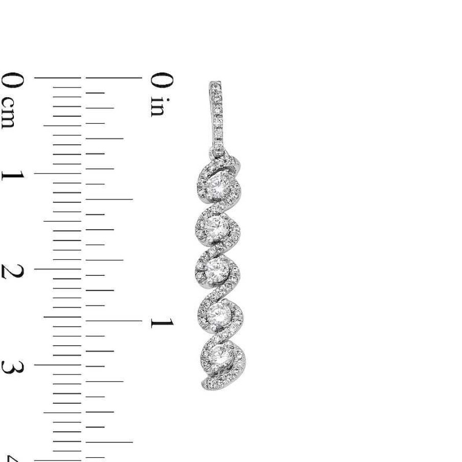 Zales 1 Ct. T.W. Diamond Cascading Five Stone Dangle Drop Earrings In 10K White Gold Earrings