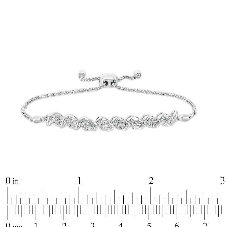 Zales Diamond Accent "S" Link Bolo Bracelet In Sterling Silver - 9.5" Bracelets