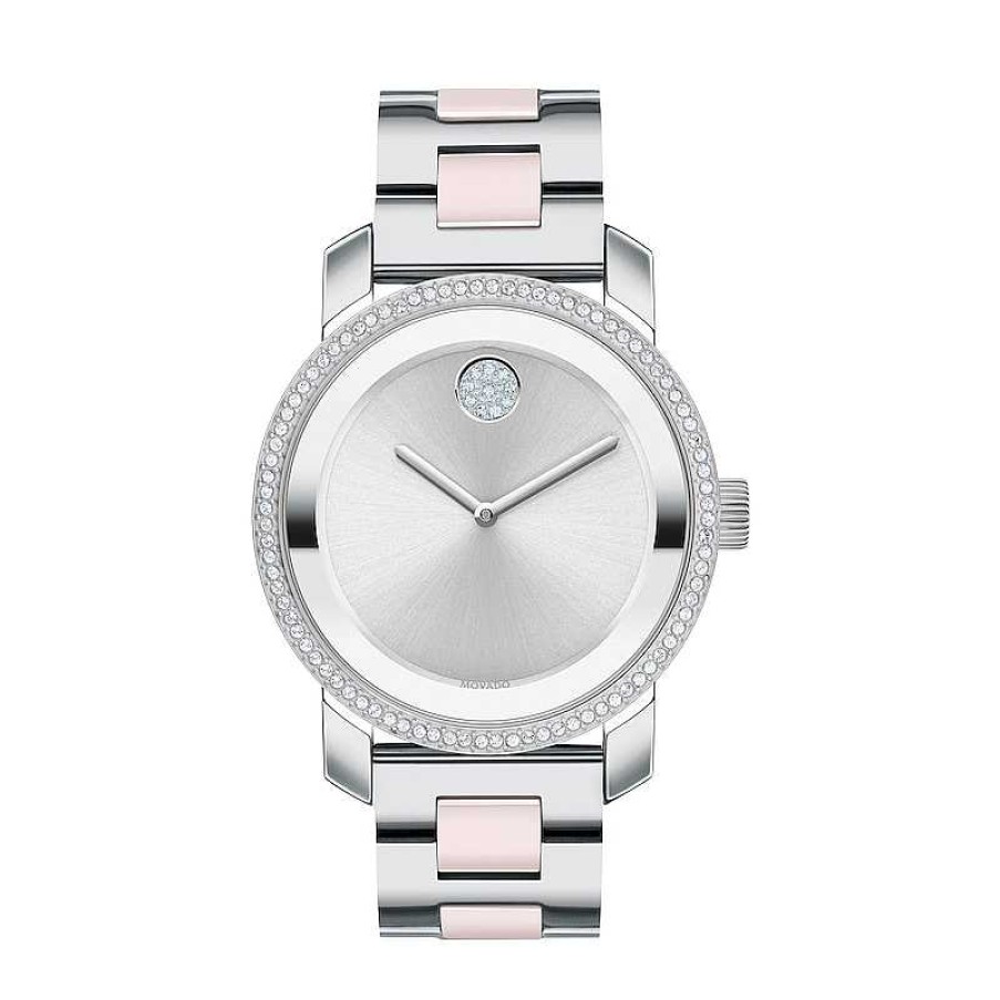 Movado Ladies' Movado Bold® Ceramic Crystal Accent Two-Tone Watch With Silver-Tone Dial (Model: 3600784) Watches