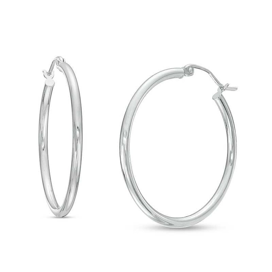 Zales 30.0Mm Tube Hoop Earrings In 14K White Gold Earrings