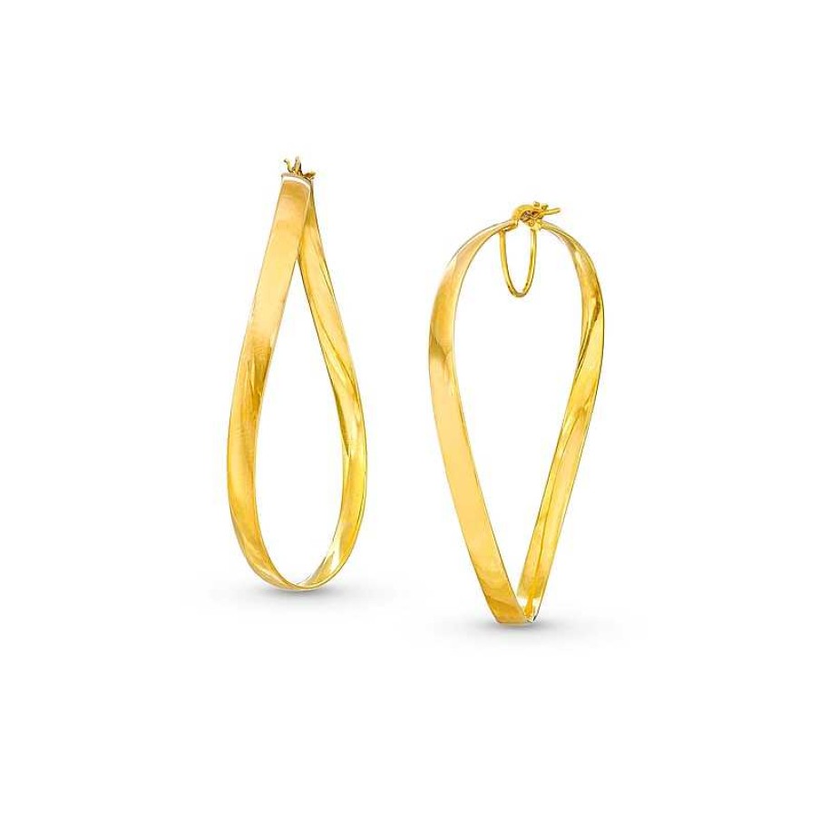 Zales Made In Italy 60.0Mm Wavy Hoop Earrings In 14K Gold Earrings