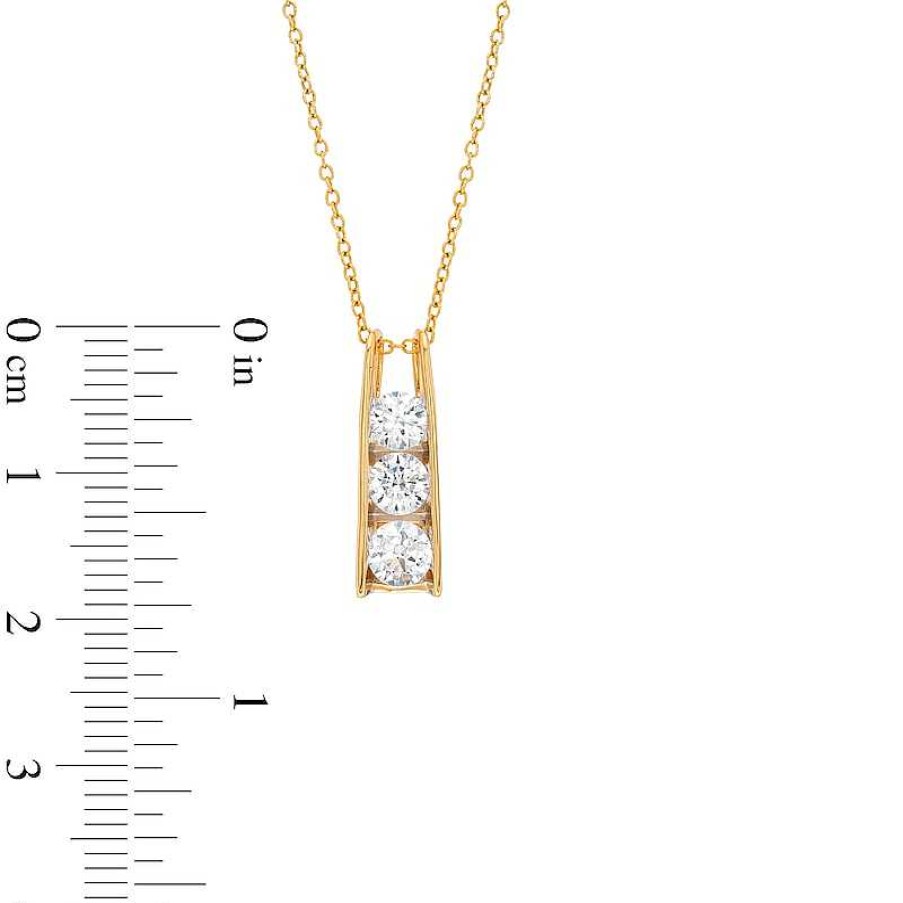 Zales 1 Ct. T.W. Certified Lab-Created Diamond Linear Three Stone Bar Pendant In 14K Gold (F/Si2) Necklaces