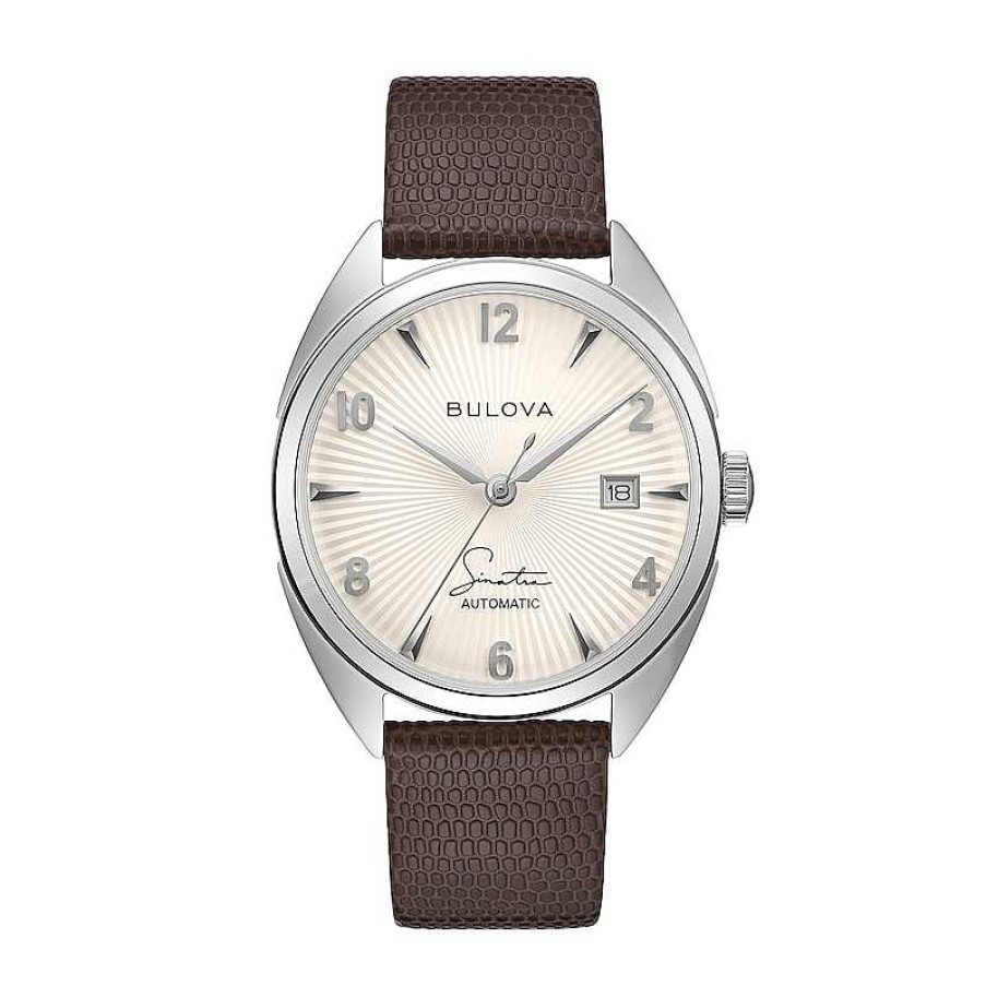 Bulova Men'S Bulova Frank Sinatra 'Fly Me To The Moon' Collection Strap Watch With White Dial (Model: 96B347) Watches