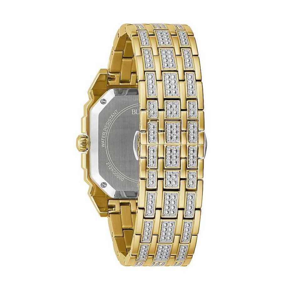 Bulova Men'S Bulova Octava Crystal Gold-Tone Watch With Octagonal Silver-Tone Dial (Model: 98A295) Watches