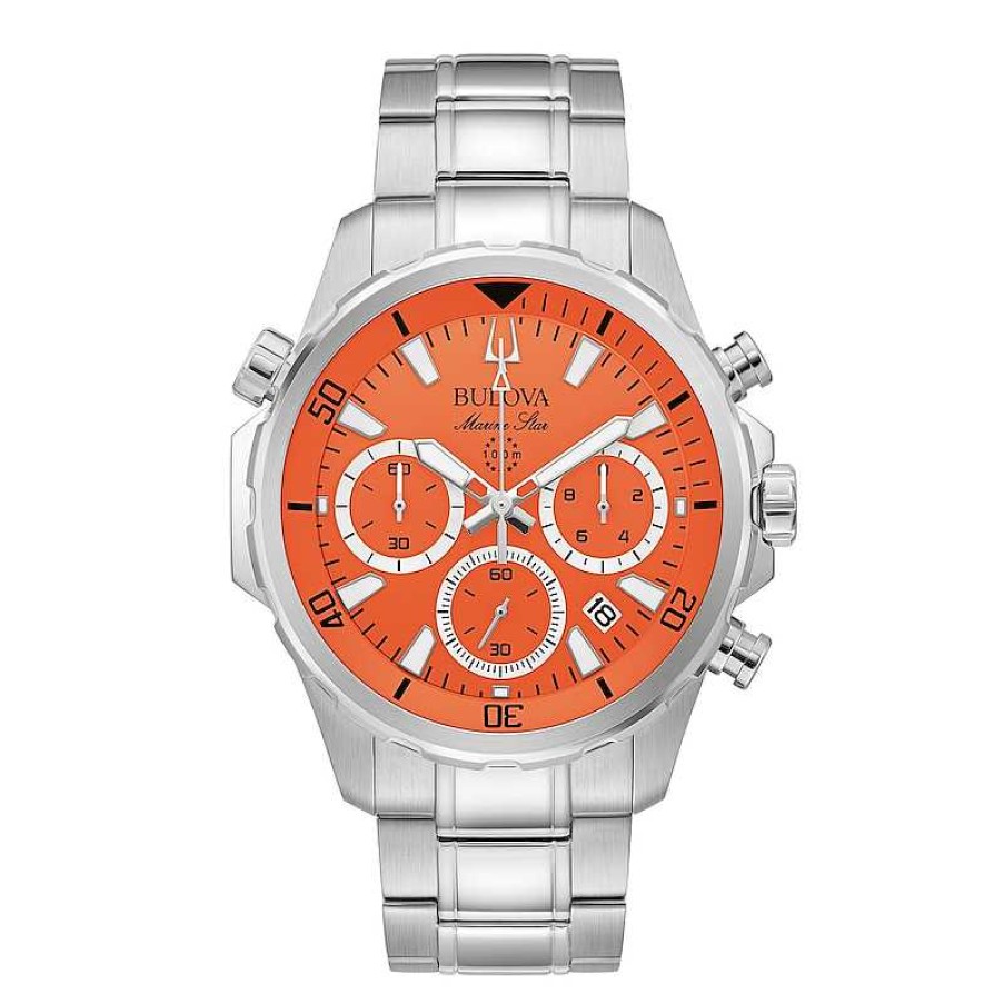 Bulova Men'S Bulova Marine Star Chronograph Watch With Orange Dial (Model: 98B395) Watches