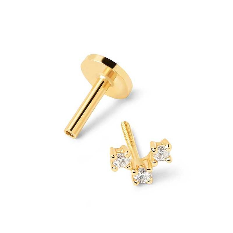 Zales Pdpaola At Zales Lab-Created Diamond Accent V-Shaped Trio Single Stud Earring In 18K Gold Earrings