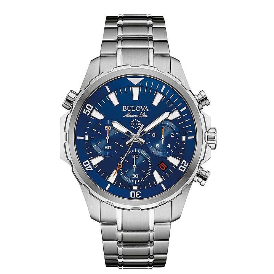 Bulova Men'S Bulova Marine Star Chronograph Watch With Blue Dial (Model: 96B256) Watches