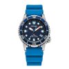 Citizen Ladies' Citizen Eco-Drive® Promaster Dive Blue Rubber Strap Watch With Dark Blue Dial (Model: Eo2028-06L) Watches