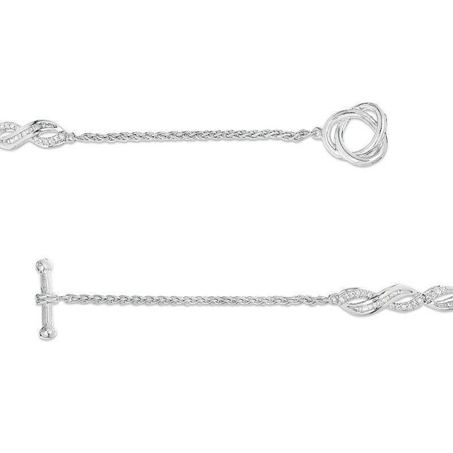 Zales 1/2 Ct. T.W. Baguette And Round Diamond Infinity Bracelet In Sterling Silver - 7.25" Bracelets