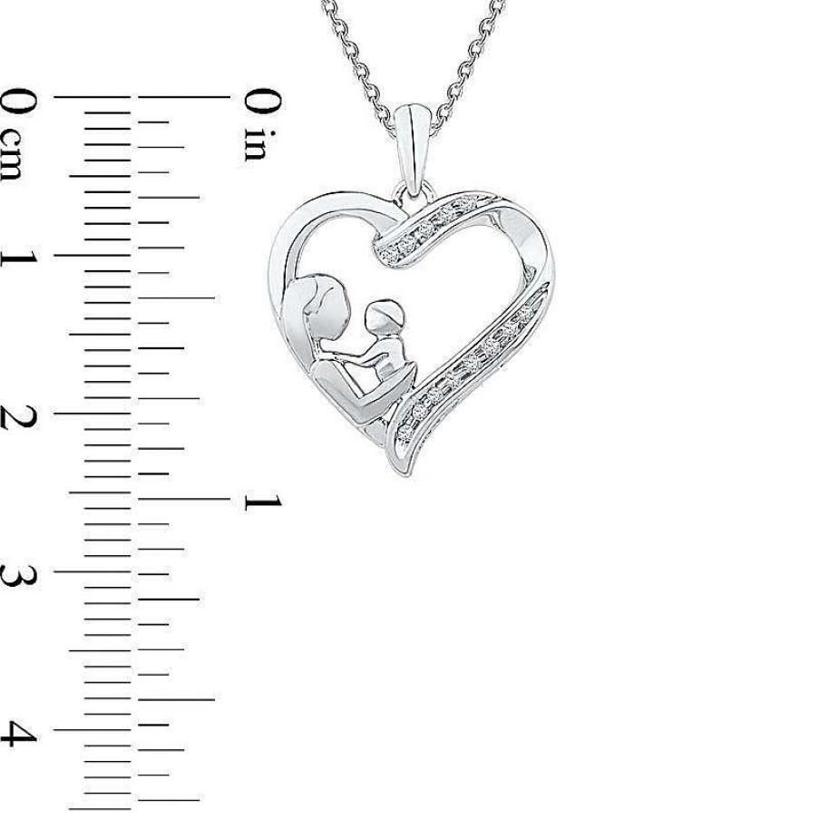 Zales Diamond Accent Motherly Love Heart Pendant In Sterling Silver Necklaces