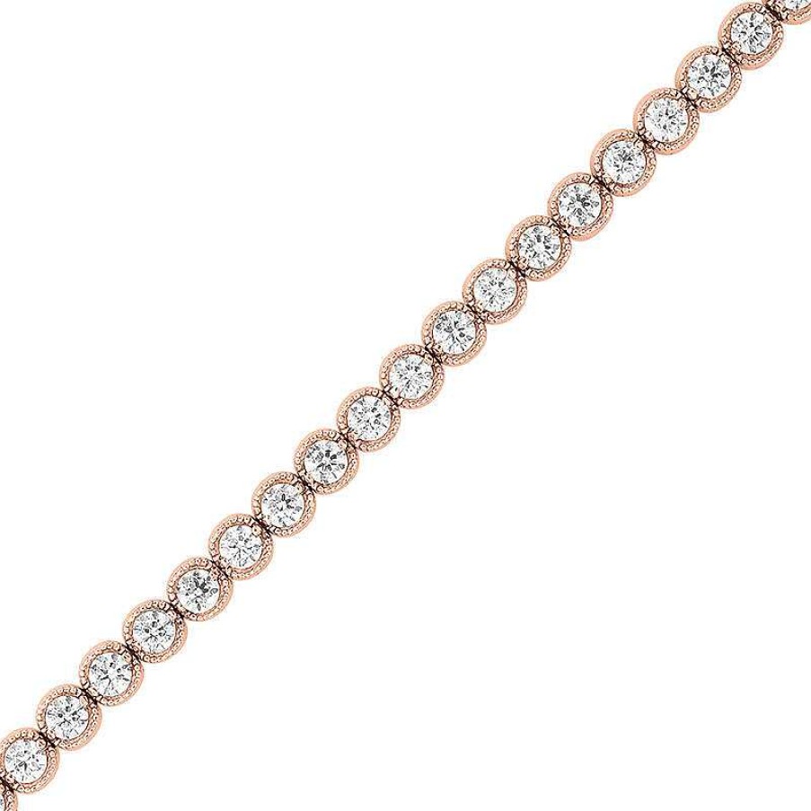 Zales 2 Ct. T.W. Diamond Vintage-Style Tennis Bracelet In 14K Rose Gold Bracelets