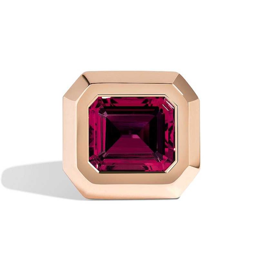 Zales Zales X Shahla Emerald-Cut Lab-Created Ruby Deco Signet Ring In 14K Rose Gold Rings